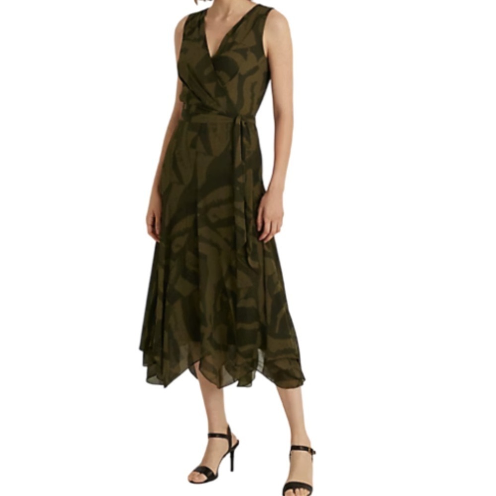 LAUREN RALPH LAUREN Belted Zebra-Print Georgette Dress - 2